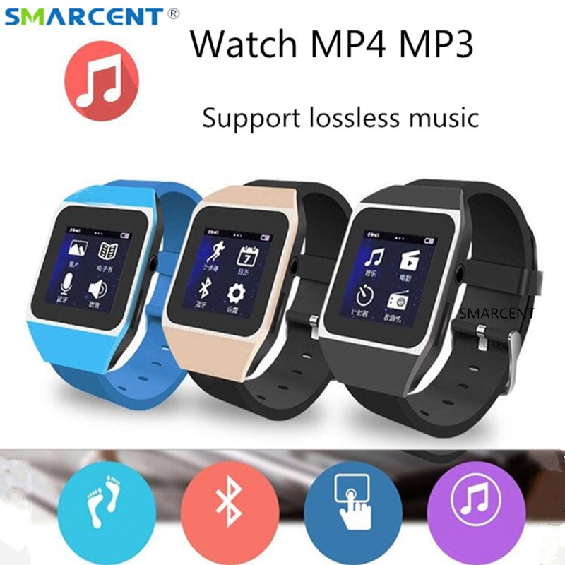 Reloj inteligente Bluetooth con reproductor MP3, reloj inteligente con pantalla táctil sin pérdidas y compatibilidad con FM, podómetro, Ebook, películas y grabación de voz, 4/8GB