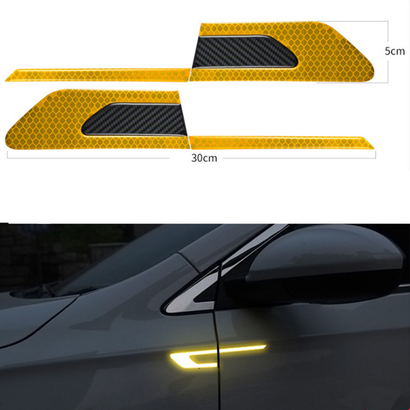 2 Teile/satz Auto Reflektor Aufkleber Reflektierende Sicherheit Warnung Streifen Band Auto Stoßstange Reflektierende Streifen Sichere Decals Styling Leisten: Gelb