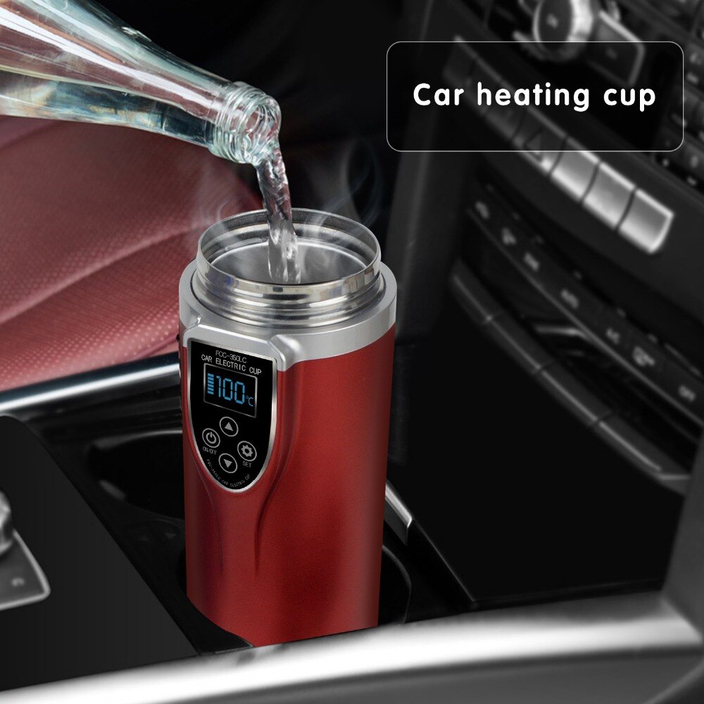 12V/24V 350Ml Draagbare Auto Auto Verwarming Elektrische Cup Voertuig Opladen Verwarmde Mok Met Lader Auto reizen Mok