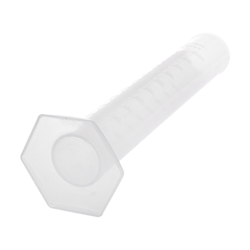 Tubo graduado transparente plástico de 500 ml.