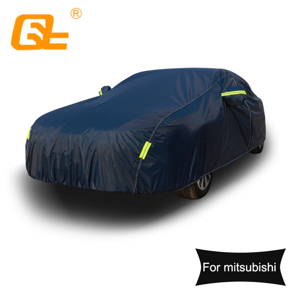 210T Full Car Cover Donkerblauw Universal Outdoor Sneeuw Ijs Stof Zon Uv Shade Cover Voor Mitsubishi Outlander Pajero lancer
