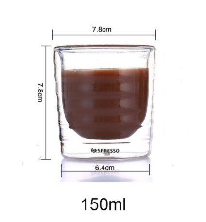 Tasse en verre à café à Double paroi de Nespresso, 85ml 150ml 350ml, après le thé, 1 pièce: 150ml