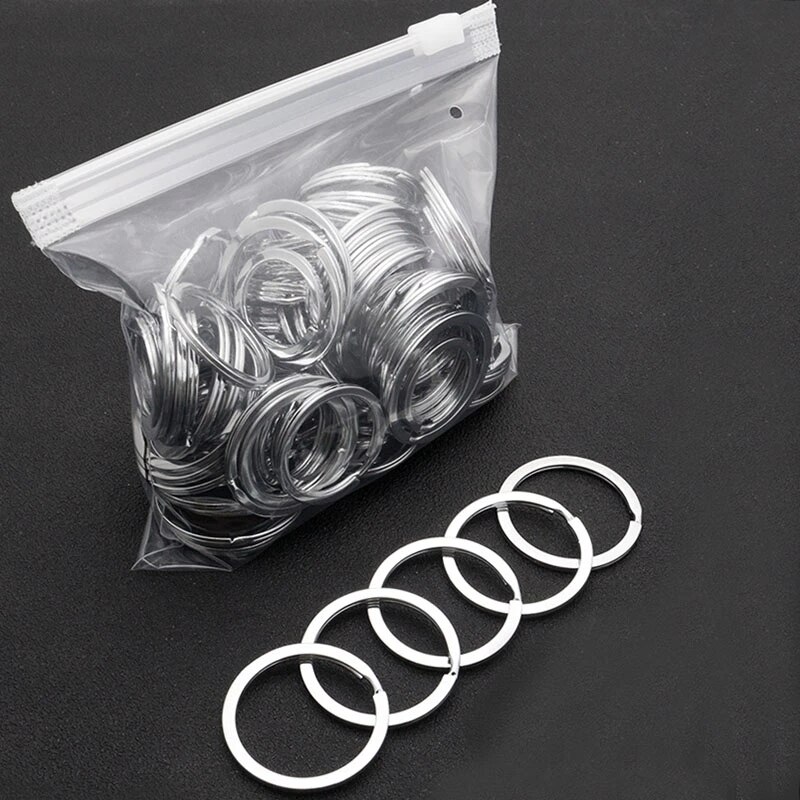 50pcs Silver-plated Metal Blank Key Ring Key Ring Female Men Key Ring Ring DIY Key Chain Accessories Key Ring Split Ring