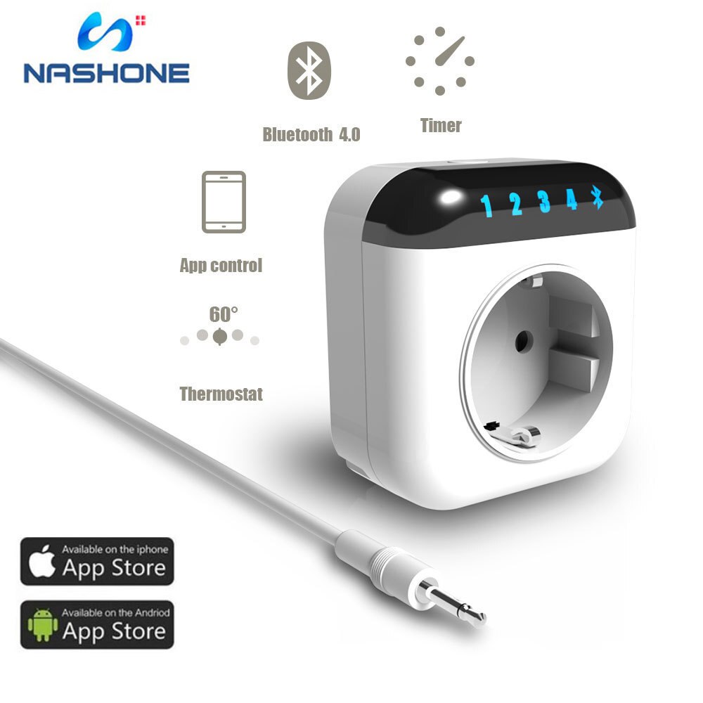 Nashone mts 700b temperaturregulator med sensor multifunktions stikkontakt, termostat, timing, nedtælling og tidsplan app kontrol