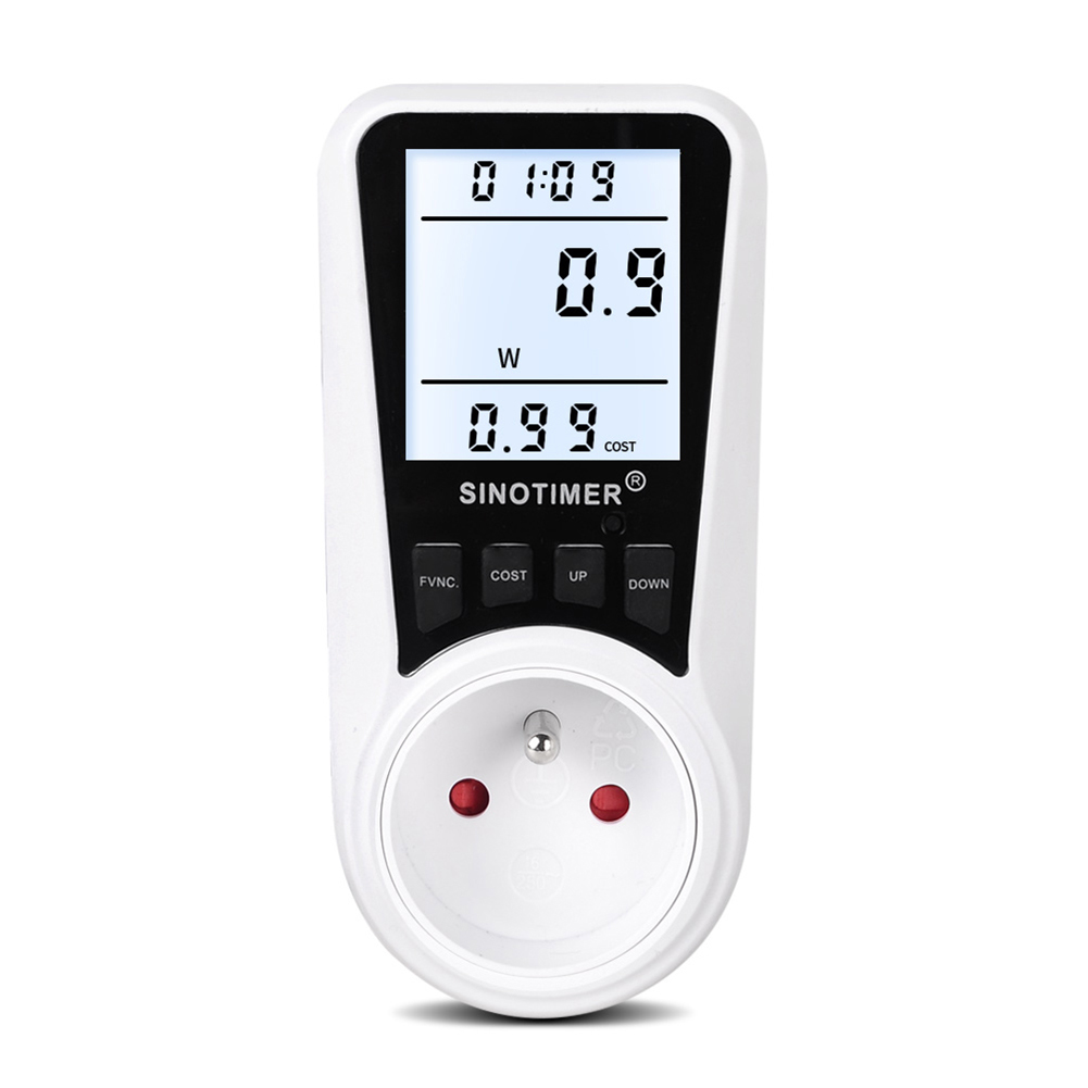 Wattmeter Power Meter Digital Current Meter Voltmeter AC Time Watt Power Plug-in Socket Electricity Usage Monitors Energy Tester: FR  230V 16A