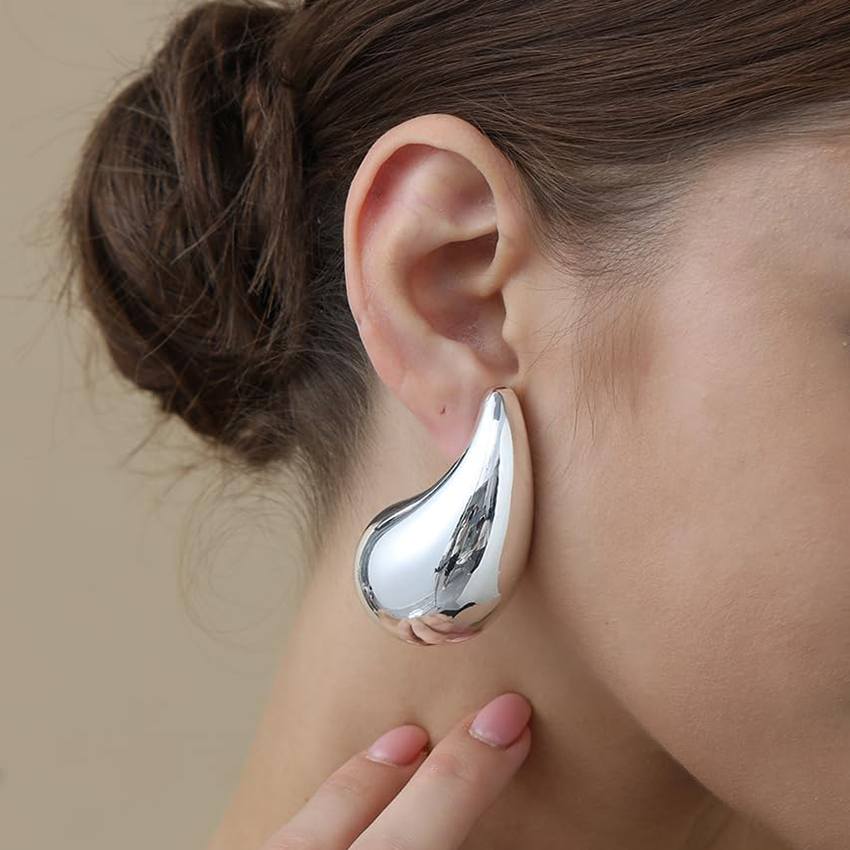 Pendientes de aro dorados gruesos de gran tamaño para mujer y niña, pendientes de gota de agua Extra grandes, aros grandes ligeros, joyería de