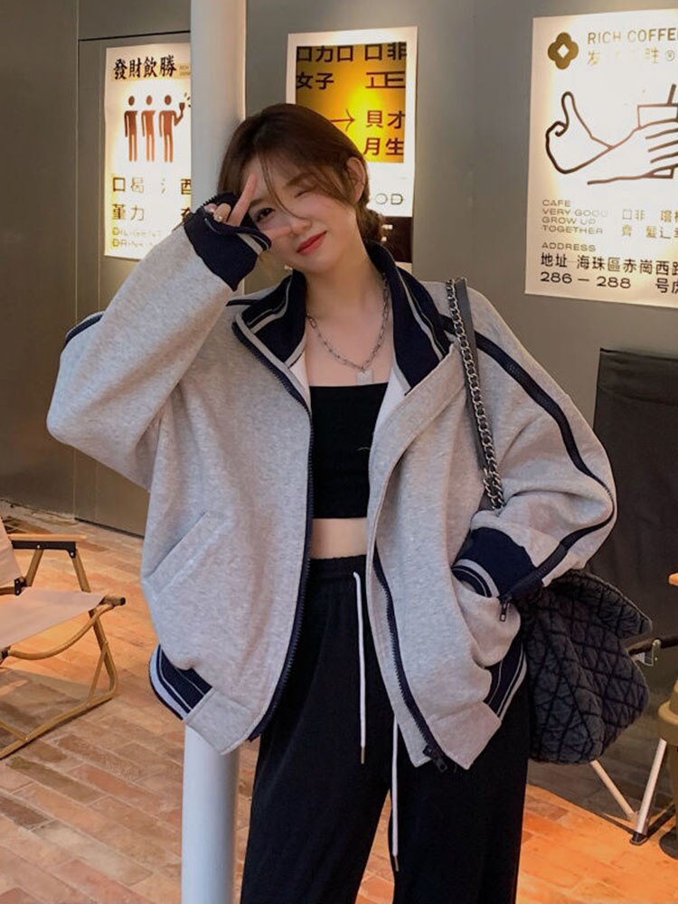Hoip Jeeky Korean Sports Jacket Women Spring Autumn Fitness Exercise Loose Vintage Coats Windproof Breathable All-match