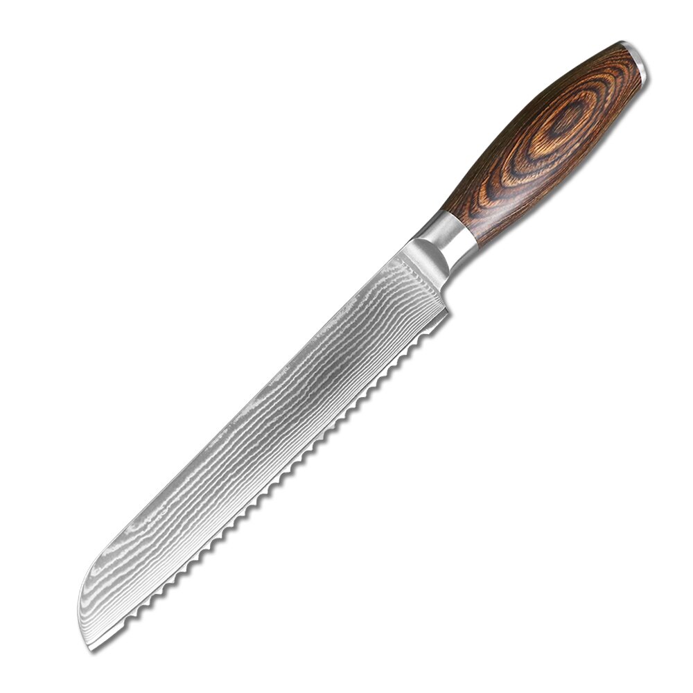 JUMCSONG-cuchillo de cocina para el hogar, utensilio de cocina de 67 capas, de acero damasco, para Chef, Santoku Nakiri Sashimi: E