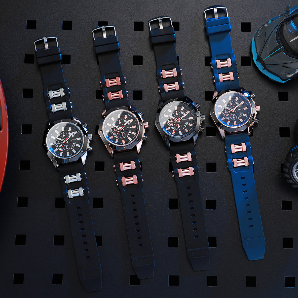 Heren sporthorloge mode siliconen band quartz horloges met datumkalender
