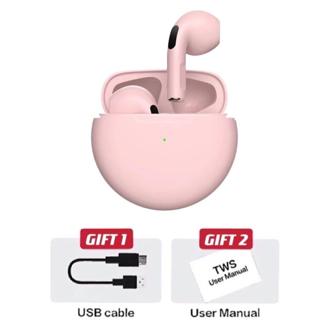 TWS Wireless Auriculares Headphones Hand Free IPX7 Waterproof Bluetooth 5.0 Earphones Noise Reduction Sports Earbuds With Mic: Pink