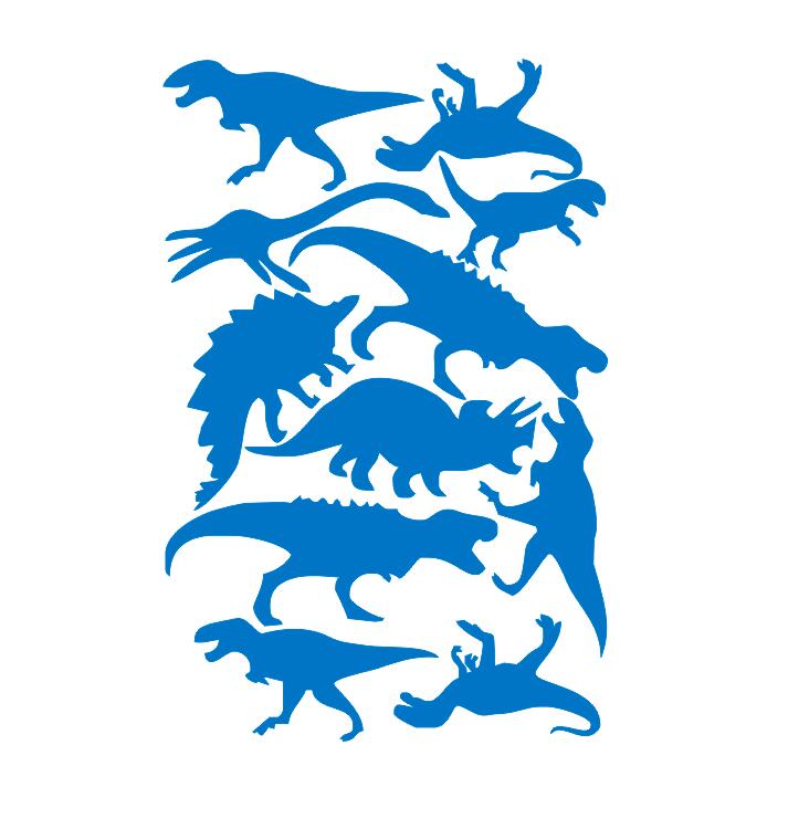 Cartoon Removable Jurassic Park Dinosaur Animal Shape Wall Stickers For Kids Rooms Nursery Art Mural Decor DIY Vinyl Wall Decals: Blue