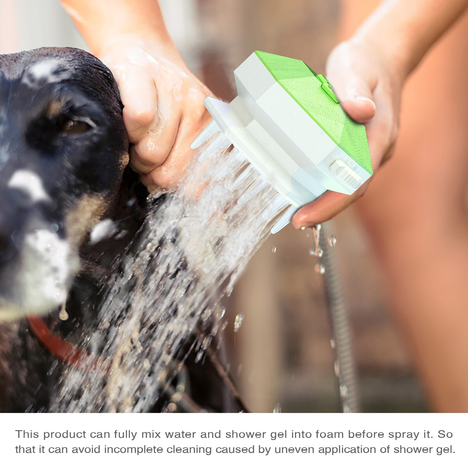 Pet Shower Sprayer Dog Shower Nozzle Handheld Dog Grooming Comb Sprayer Brush Hose Attachment Dog Bathing Tool