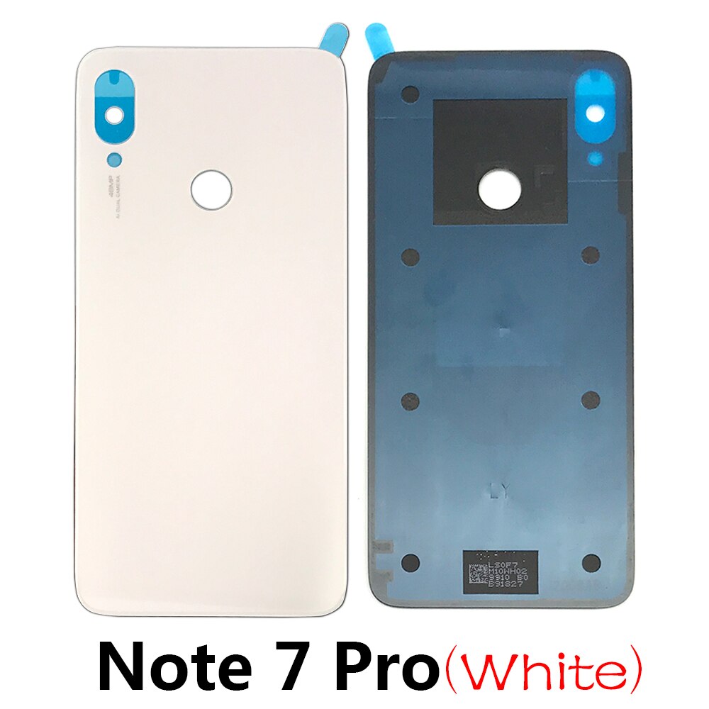 Voor Xiaomi Redmi Note 7 Batterij Back Glas Panel Achterdeur Behuizing Case Voor Redmi Note 7 Pro Terug Batterij cover Deur: Note 7 pro White Ori