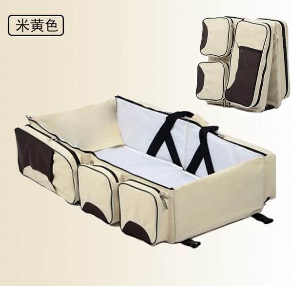 Baby rejse seng mumie pack taske nyfødte baby krybbe multifunktion bærbar rejse seng vugge tremmeseng til nyfødte, der skifter ble: Beige