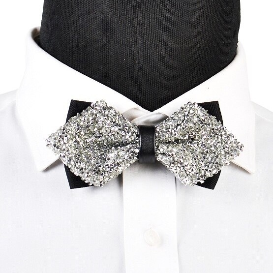 PYJTRL Luxury Diamond Bow Tie Glitter Crystal Rhinestone Men Tuxedo Bow Tie Triangle Adjustable for Wedding Party: Type 54266