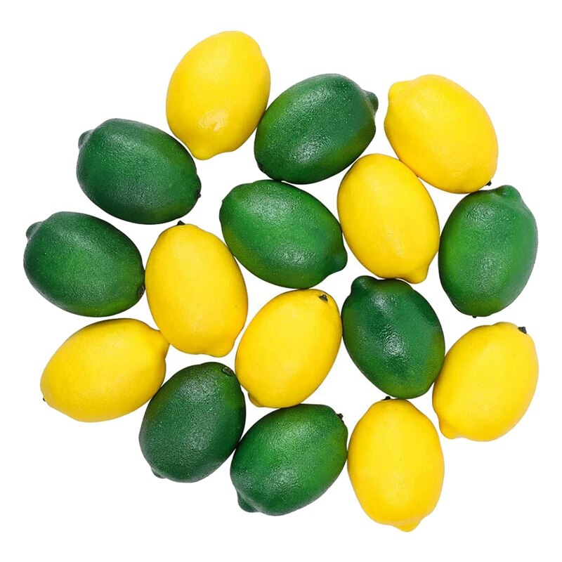 16Pcs Kunstmatige Citroenen Nep Citroen Fruit Voor Huis Keuken Partij Decoratie (Groen En Geel): Default Title