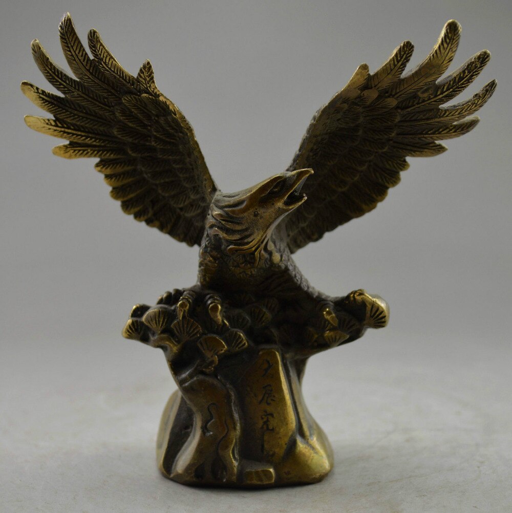 Rare Old Collectible Decorated Old Handwork Copper Carved Eagle Tree Statue copper tools wedding Decoration Brass Bronze