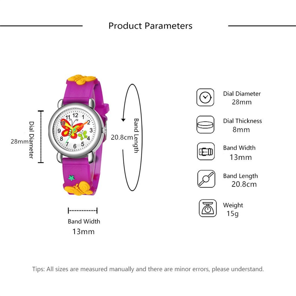 Cartoon Children Watch Cute butterfly Watches Girl Student waterproof leather Quartz Clock kids Quartz Analog Wrist Watch
