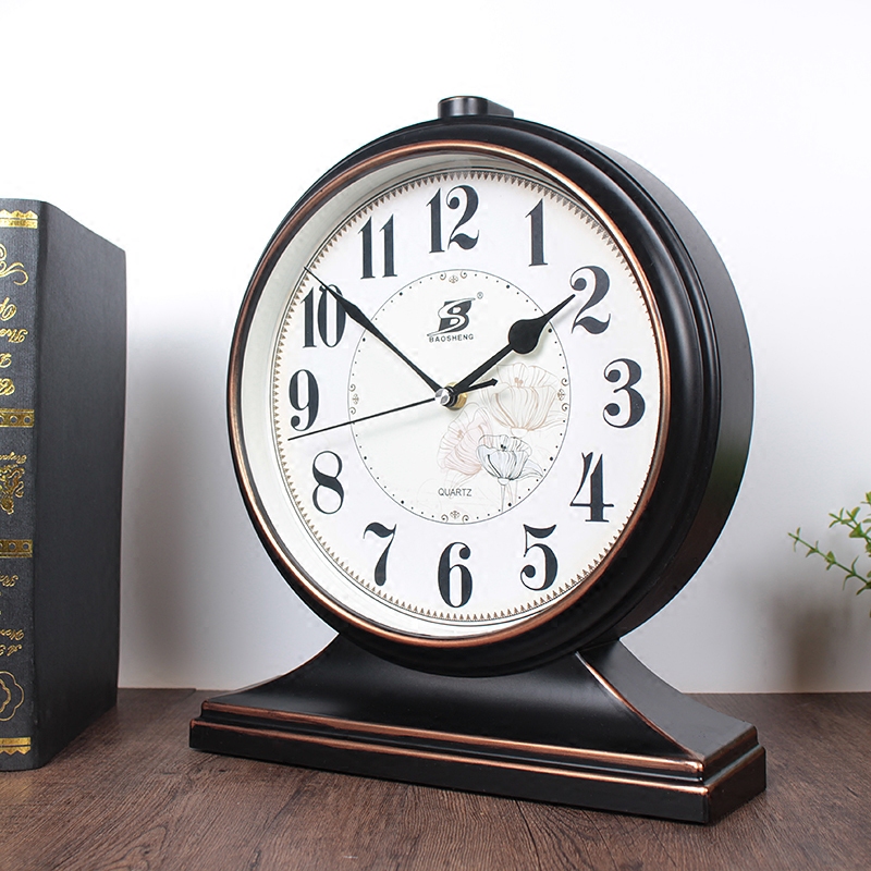 Reloj de mesa clásico retro silencioso de 12 pulgadas, reloj de sobremesa Quart, decoración creativa para el hogar, fácil de leer y funciona con batería