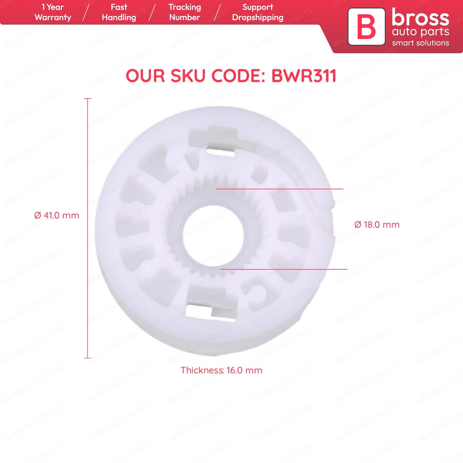 Bross BWR311 Power Electrical Window Regulator Wheel, Rear Right Door for Mercedes W210; front and Rear Doors for BMW E46