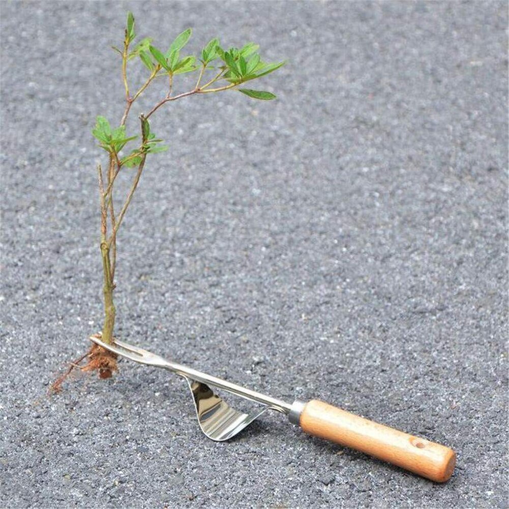 Outdoor Garden Weeder Manual Weeder Fork Stainless Steel Hand Wood Handle Digging Puller Weeding Tool