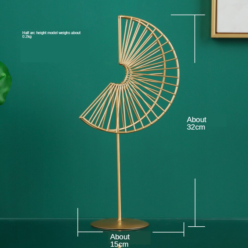Gyllene järn ginkgo blad ornament hem tv skrivbord vin skåp dekoration modell med marmor bas konsol: 6
