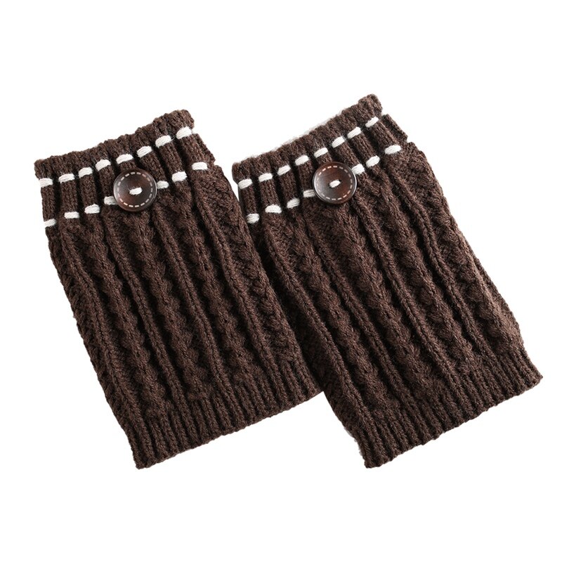 Vinter kvinder varme benvarmere kvinder kort knap dekorativ termisk strikket støvlemanchetter sokker betræk efterår vinter sko sokker: Sc