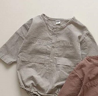 Baby Jumpsuit Lente En Herfst Katoen Romper Koreaanse Wilde Baby Kleding Jongens En Meisje Lange Mouwen Klimmen Kleding: Grijs / 9m