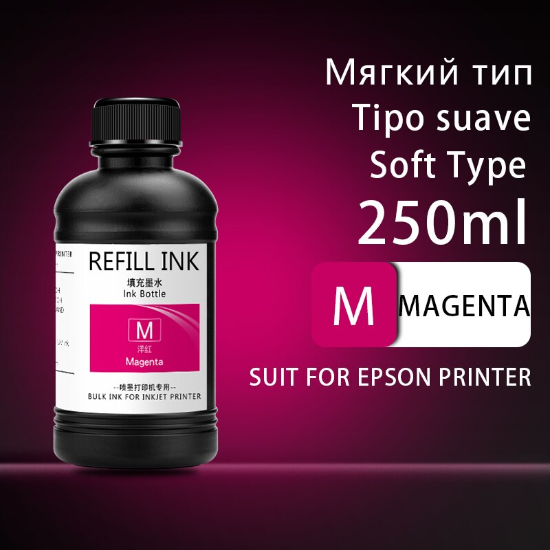 250ml/Bottle UV Ink Bottle For Epson L800 L805 L1800 R290 R300 1390 1400 1410 1430 1500W R3000 DX5 DX7 Universal UV Printer Ink: 1PC-Magenta-Soft