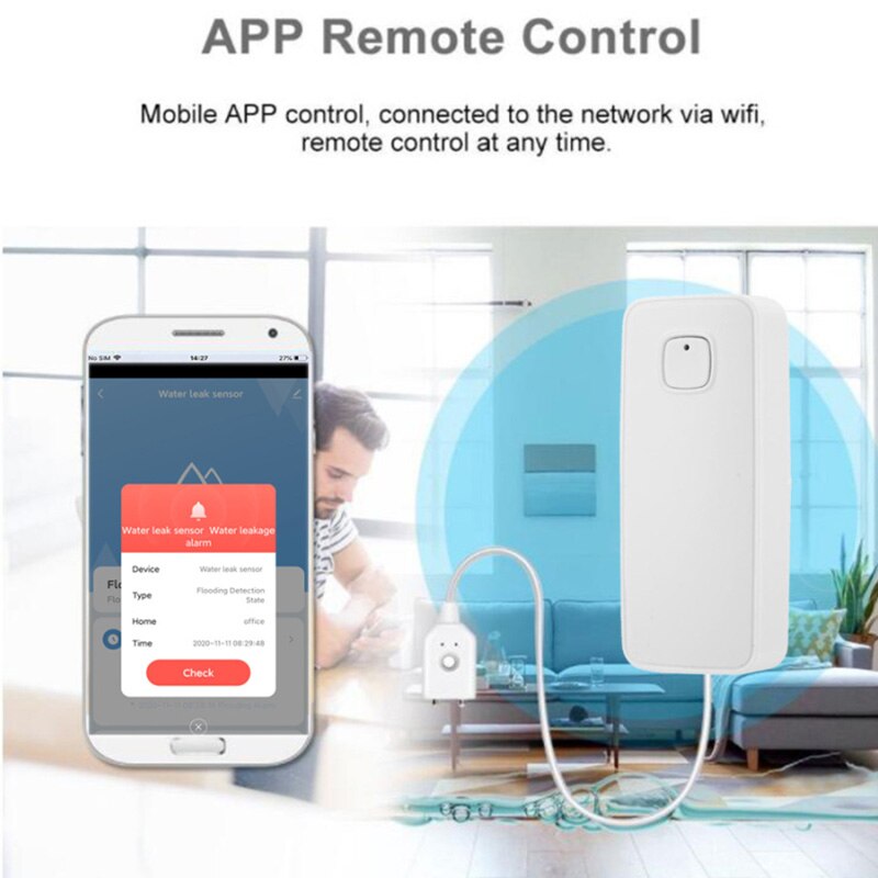 Tuya WiFi Water Leakage Alarm Independent WiFi Water Leak Sensor Detector Flood Alert Overflow Alarm System Tuya Smart Life