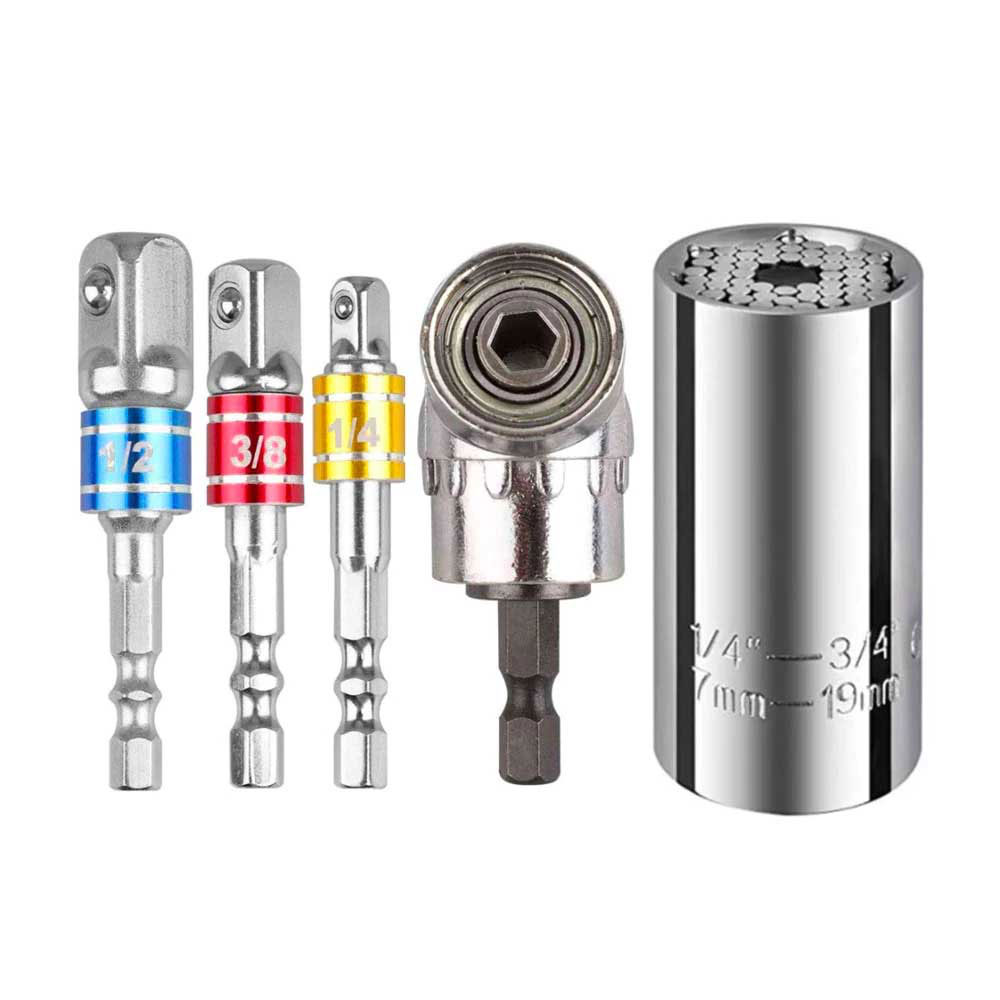 Binoax Universal Socket Wrench Tool Set and 3Pcs Impact Grade Driver Socket Adapter Extension 105 Degree Right Angle Screwdriver: Dark Red