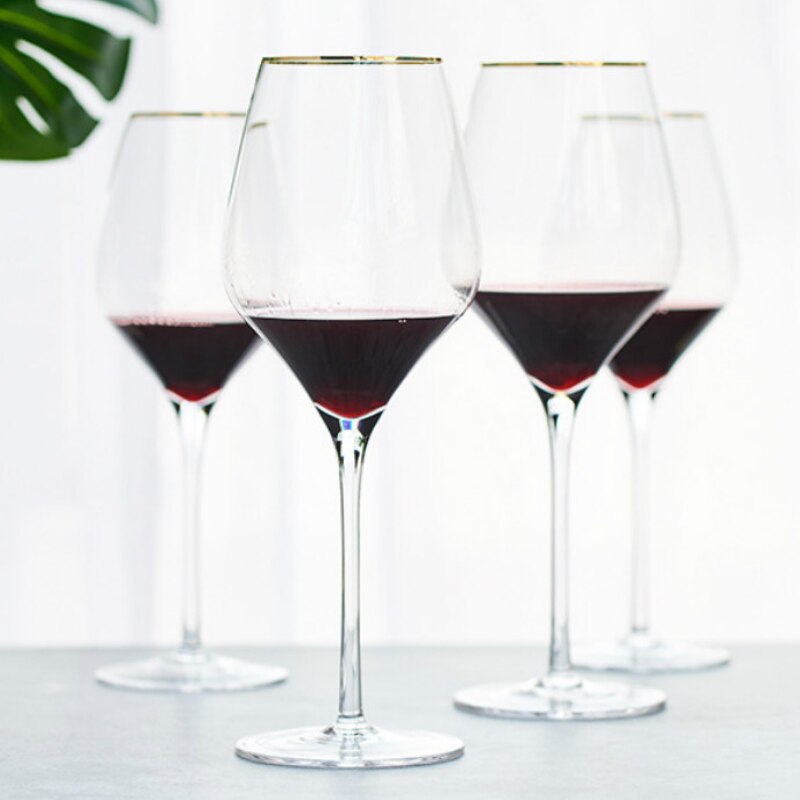 450-650ml Red Wine Glass Outline In Gold Goblet Sparkling Wine Family Bar Chateau Lead-Free Cup Wine Set
