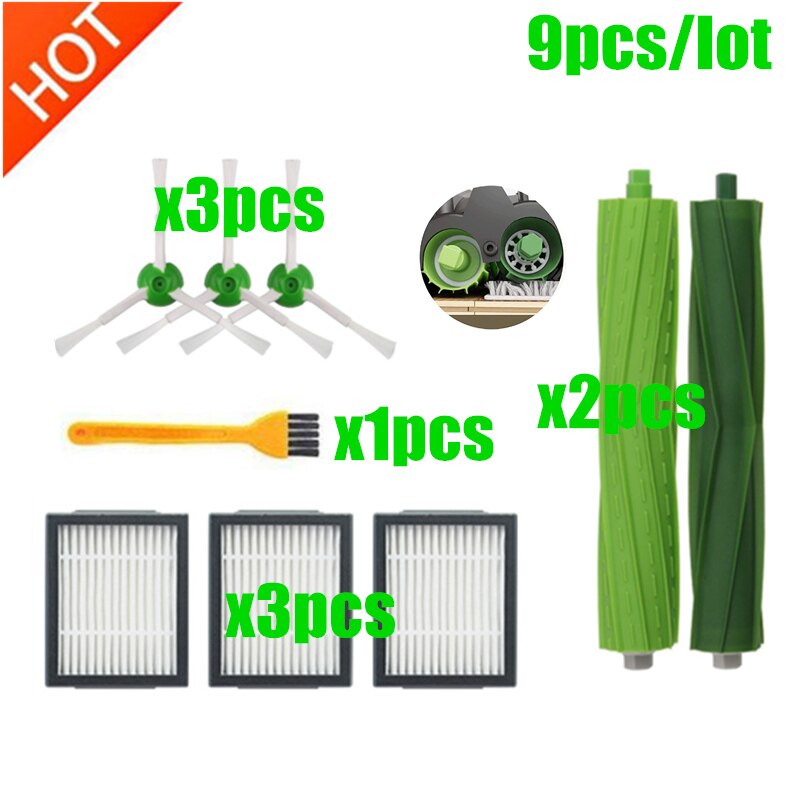 Rollo de cepillo, cepillo lateral de filtro de Hepa para iRobot Roomba i7 E5 E6 I Series, piezas de repuesto para aspiradora Robot, accesorios: 1