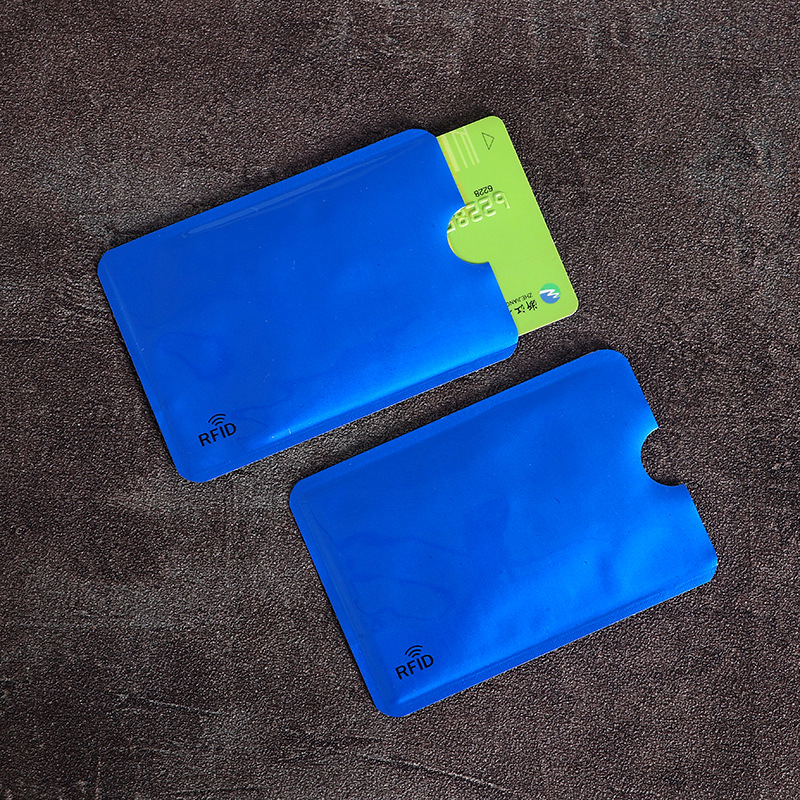 Funda para tarjeta antiescaneo, Protector de tarjeta RFID NFC de crédito, papel de aluminio antimagnético, tarjetero portátil para tarjetas bancarias, 10 Uds.: Azul oscuro