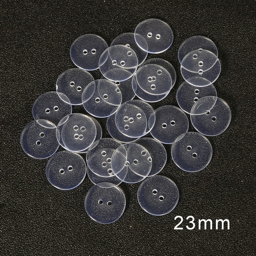 9-25mm plastic Resin Sewing Buttons Scrapbooking Round Lucency Two Holes Botones Bottoni Botoes Transparent Clear accessories: 23mm 30pcs