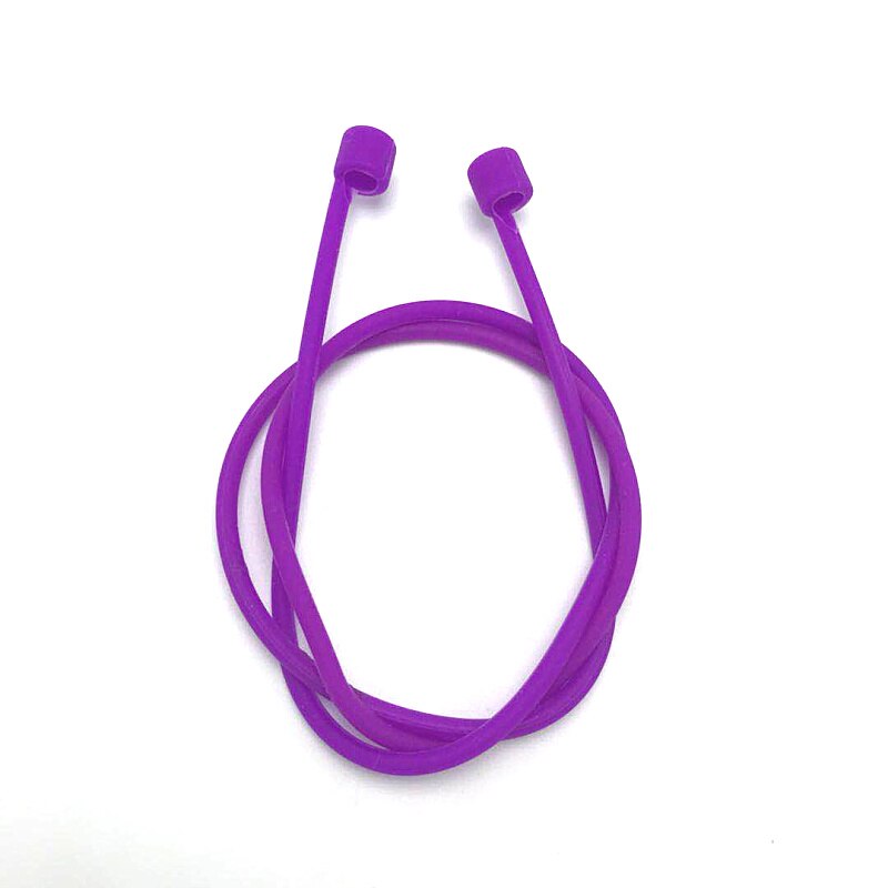 Correa de auriculares para Airpods, correa antipérdida, cuerda para auriculares Bluetooth, Cable de silicona: Morado