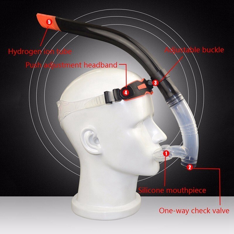 Simträningsutrustning lång simning snorkel dykning snorkling tillbehör frontersättning gas freestyle bröstsim—blått