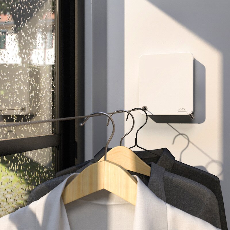 Retractable Clothesline Wall-mounted Indoor Outdoor Washing Clothes Hanger Laundry Drying Line Balcony Invisible Drying Lines