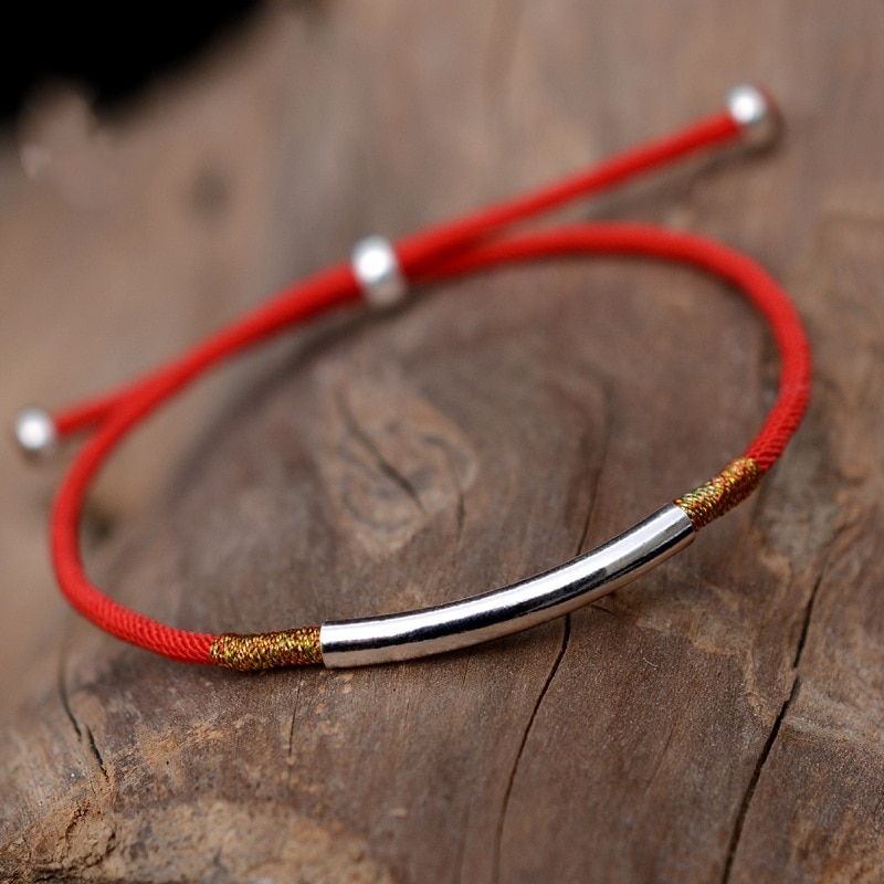 LKO S925 Sterling Silver Lucky Red Rope Fashionable Simple Hand Rope Bracelet For Man&amp;Women Best For Girl