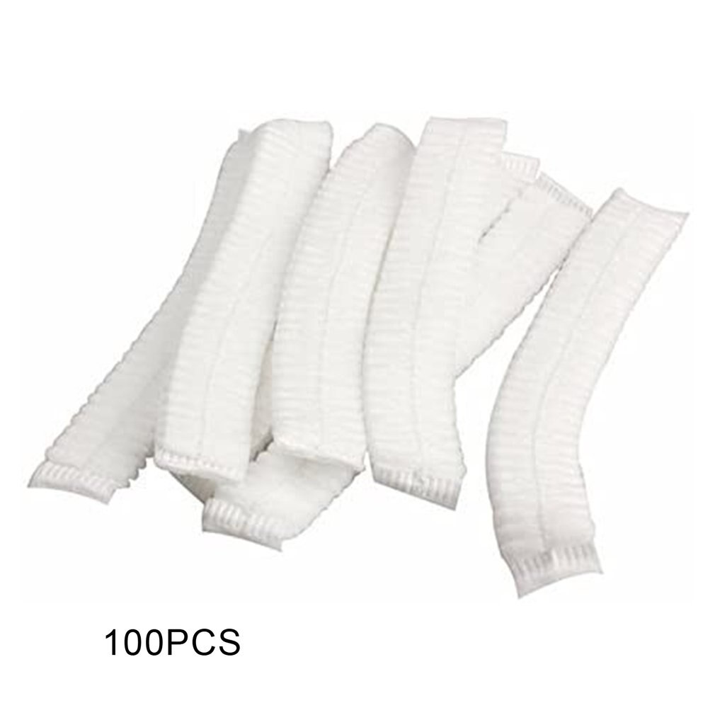 100Pcs Disposable Hat Round Non-Woven Headgear Dust-Proof Chef Food Factory Workshop Anti-Hair Fall Cap: White