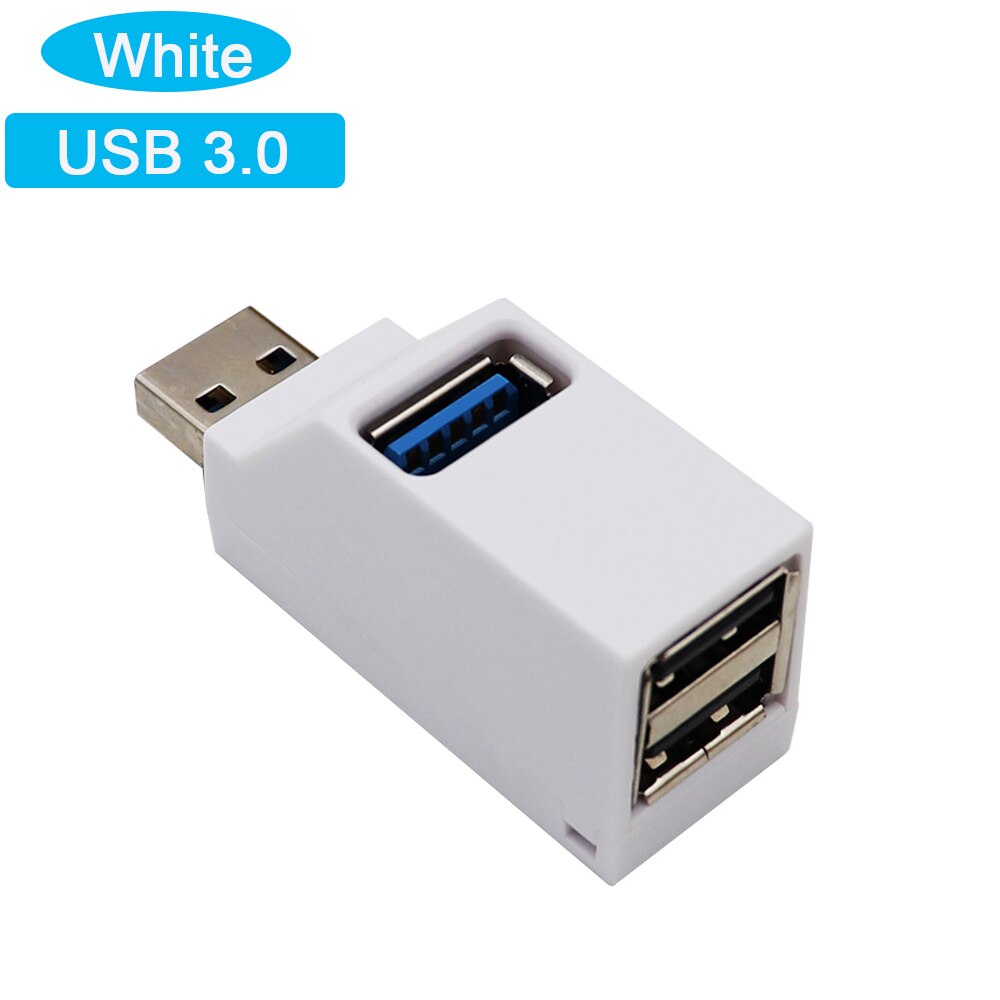 High Speed Usb 3.0 Hub Adapter Extender Mini 3 Port Hub Splitter Box Voor Pc Laptop Macbook Mobiele Telefoon U disk Reader: USB 3.0 Hub White