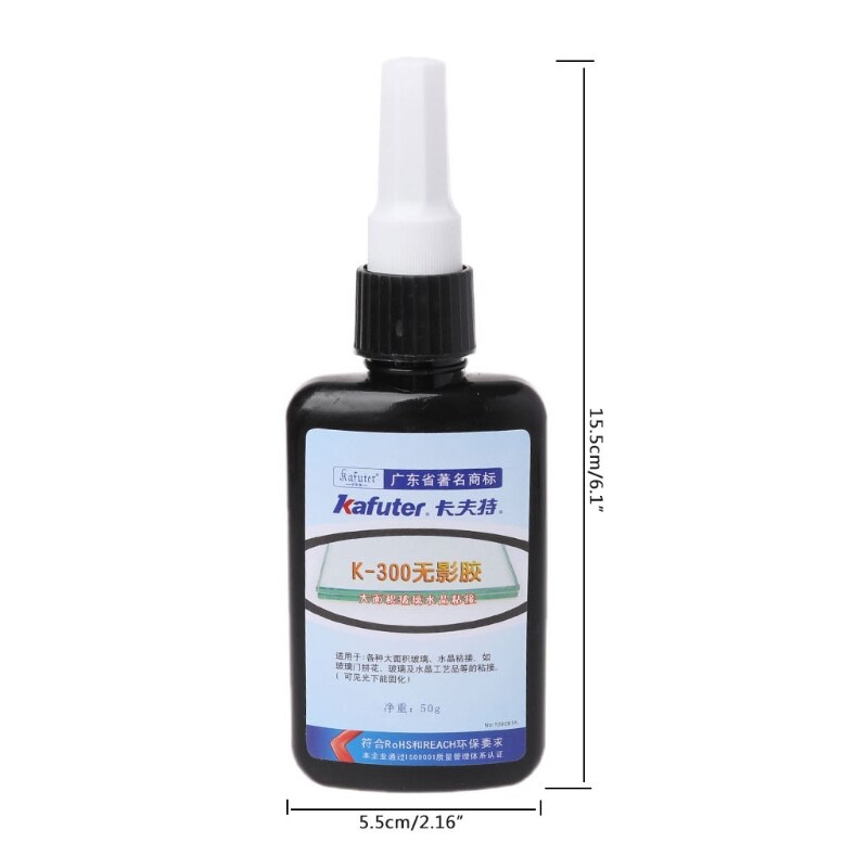 50ml UV Colla UV UV Polimerizzazione Adesivo K-300 Trasparente di Cristallo e Vetro Adesivo con UV Torcia Elettrica
