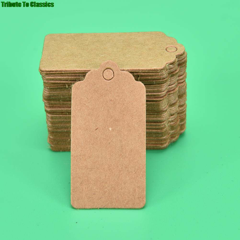 Étiquettes de prix pour vêtements en papier Kraft, fournitures de décoration de fête de mariage de noël, à suspendre, Rectangle, 4x2cm, 100 pièces