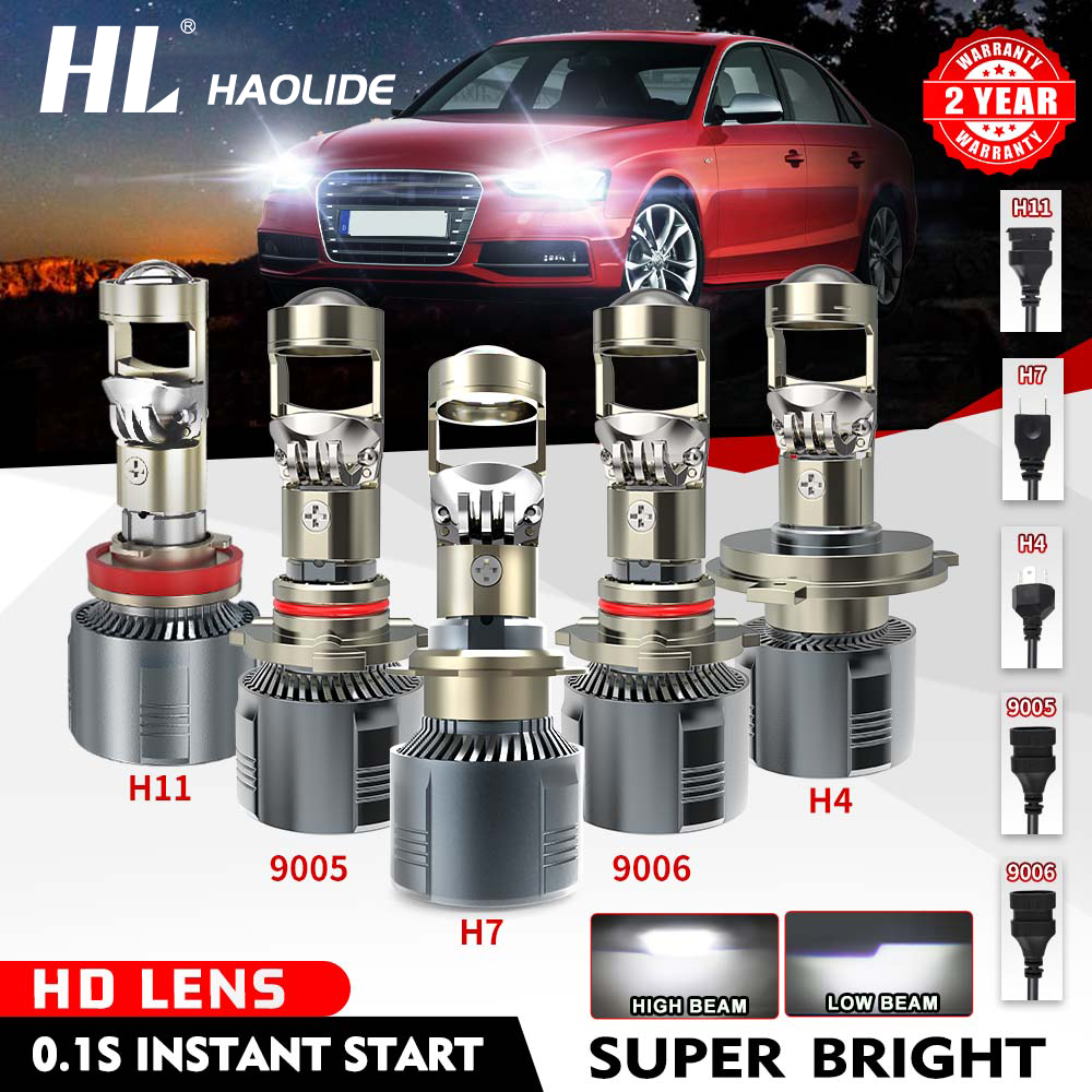 HL 2x H7 H4 H11 LHD LED faro Mini lente proyector 120W 12000LM 9005/9006 Auto luces altas y bajas bombilla Canbus para coche/Motor 12V