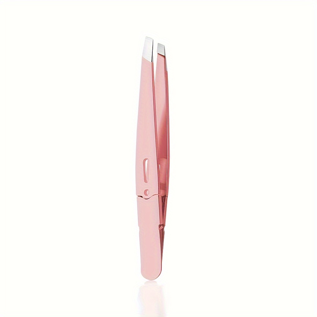 Augenbrauenpinzette aus Edelstahl, hohle farbige Pinzette, Mehrzweck-Pinzette mit schrägem Mund, Bartentfernung, Augenbrauenclip: Rosa