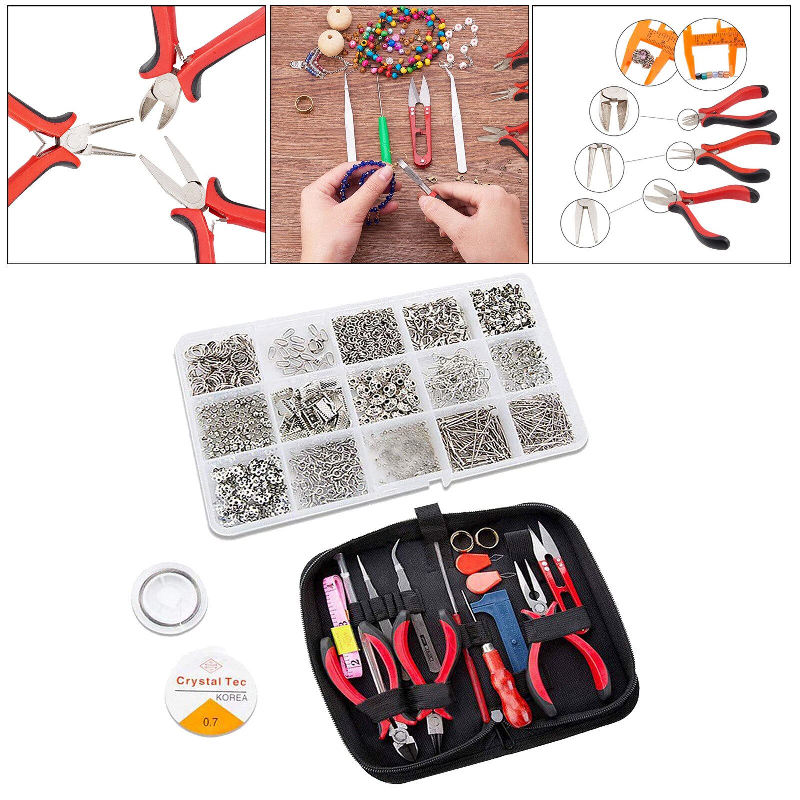 Jewelry Making Kit Jewelry Findings Starter Kit Jewelry Beading Making Repair Tools Kit Jewelry Pliers Beads Wire Starter Tool