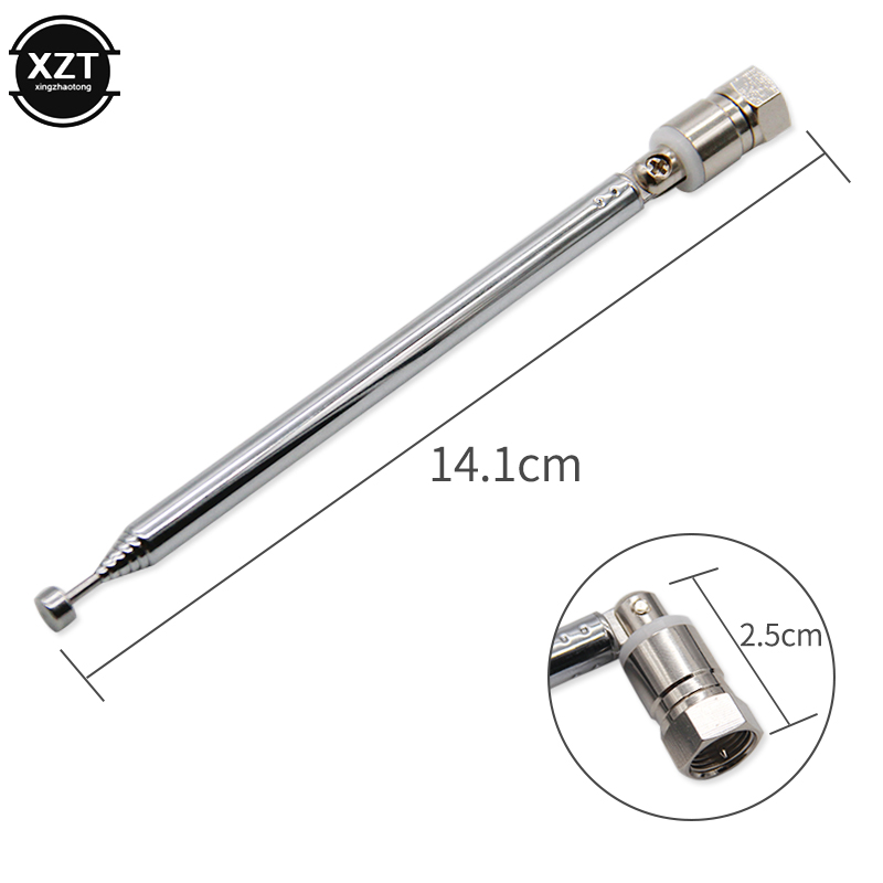 F Type Radio TV Antenna 7 Section Telescopic Aerial Replacement Connector For TV AM FM Radio Cable 21-98cm