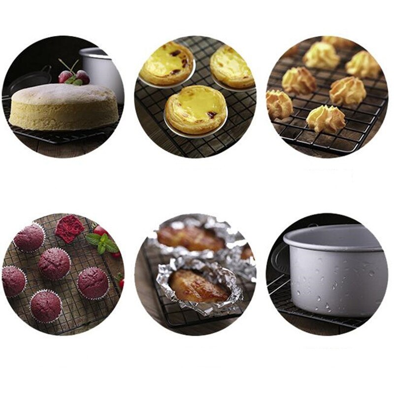 1pc rustfritt stål rist kjølebrett kake matte stativ stekeovn kjøkken baking pizza brød grille cookie kjeksholder hylle