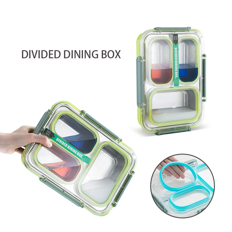 Oneup 304 Roestvrij Staal Lunchbox Compartiment Bento Box Keuken Lekvrije Voedsel Container Compartiment Student Kinderen Gebruik