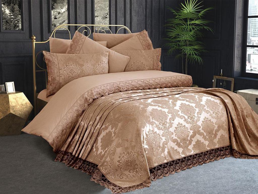 Franse Kant Kure Enkele Bed Cover Cappucino